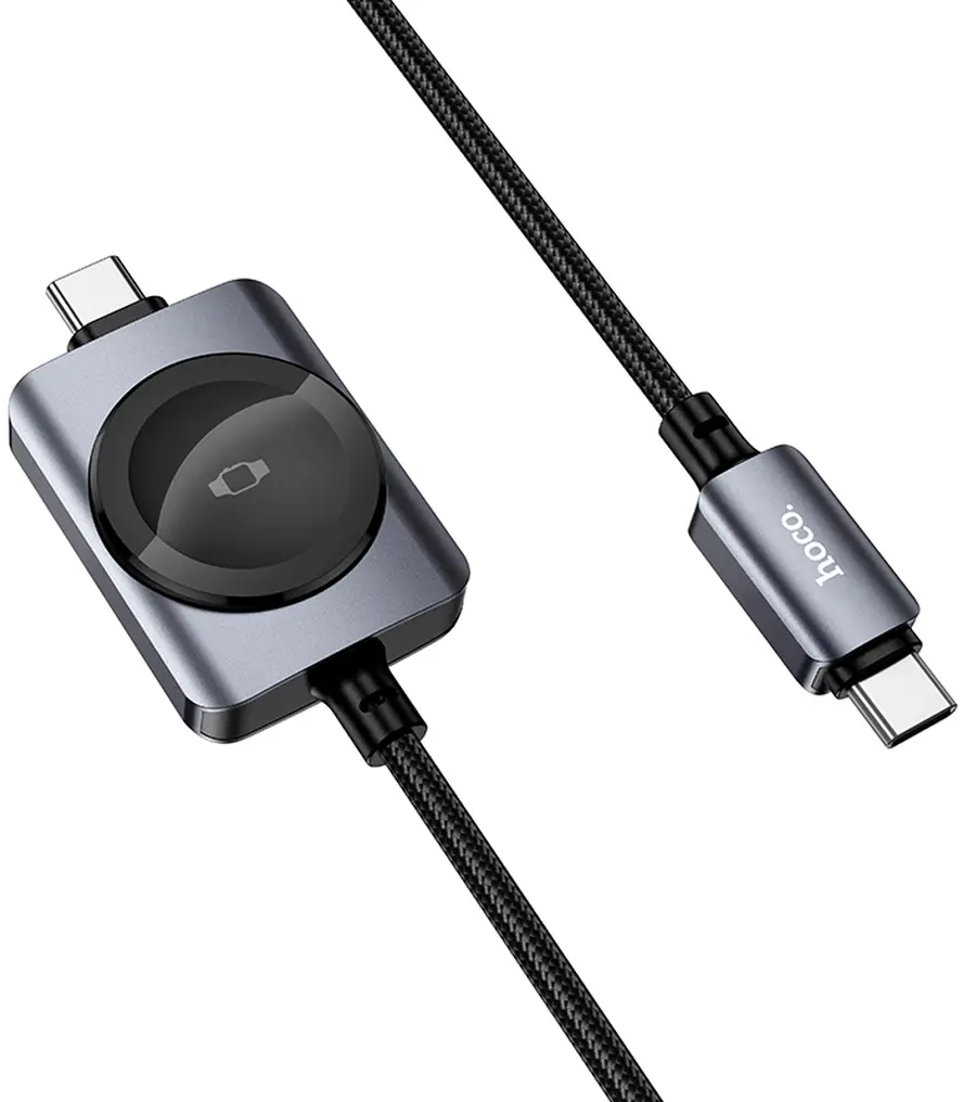 Кабел за зареждане USB-C - USB-C HOCO CW66 2в1, 100W, 1.2м, Черен