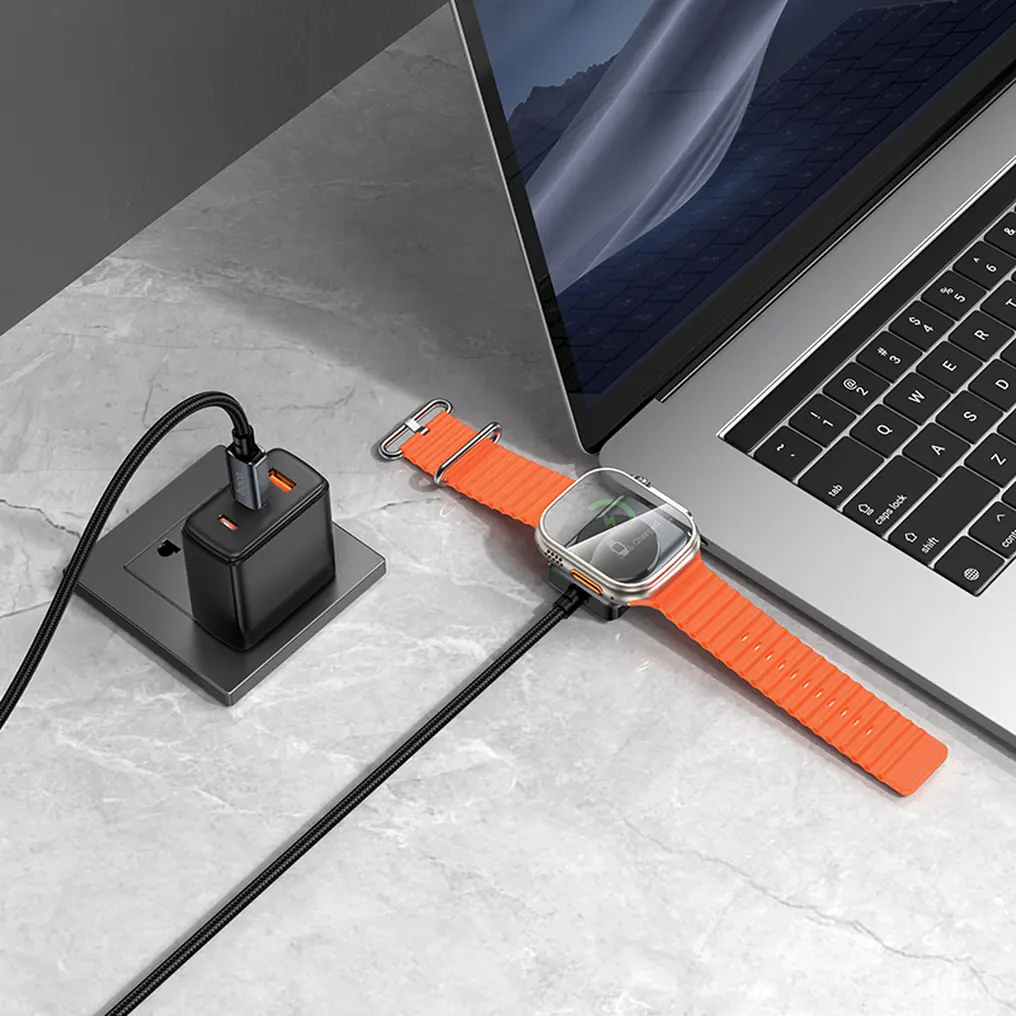 Кабел за зареждане USB-C - USB-C HOCO CW66 2в1, 100W, 1.2м, Черен