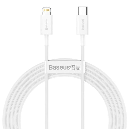 Кабел за данни и зареждане USB-C - Lightning Baseus Superior Series, 20W, 2m, бял CATLYS-C02