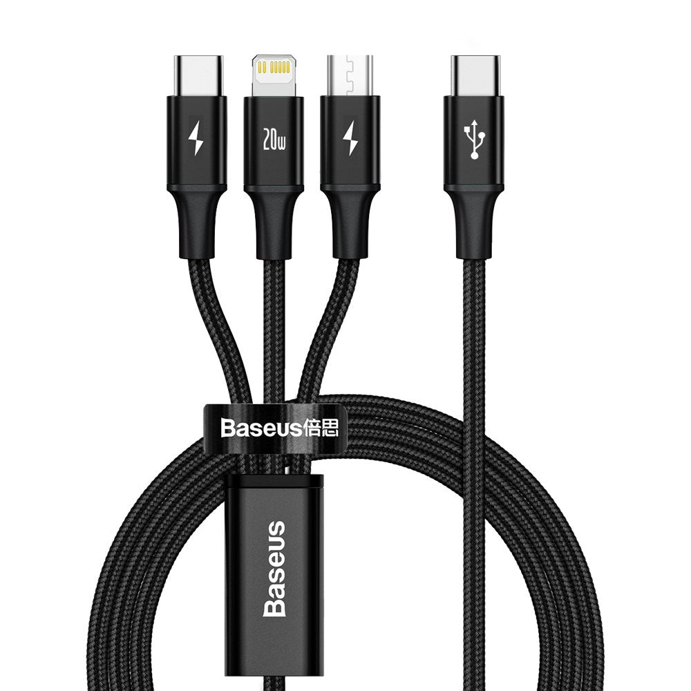USB-C - Lightning / microUSB / USB-C Baseus Rapid 3in1, 20W, 1,5 m, черен CAMLT-SC01