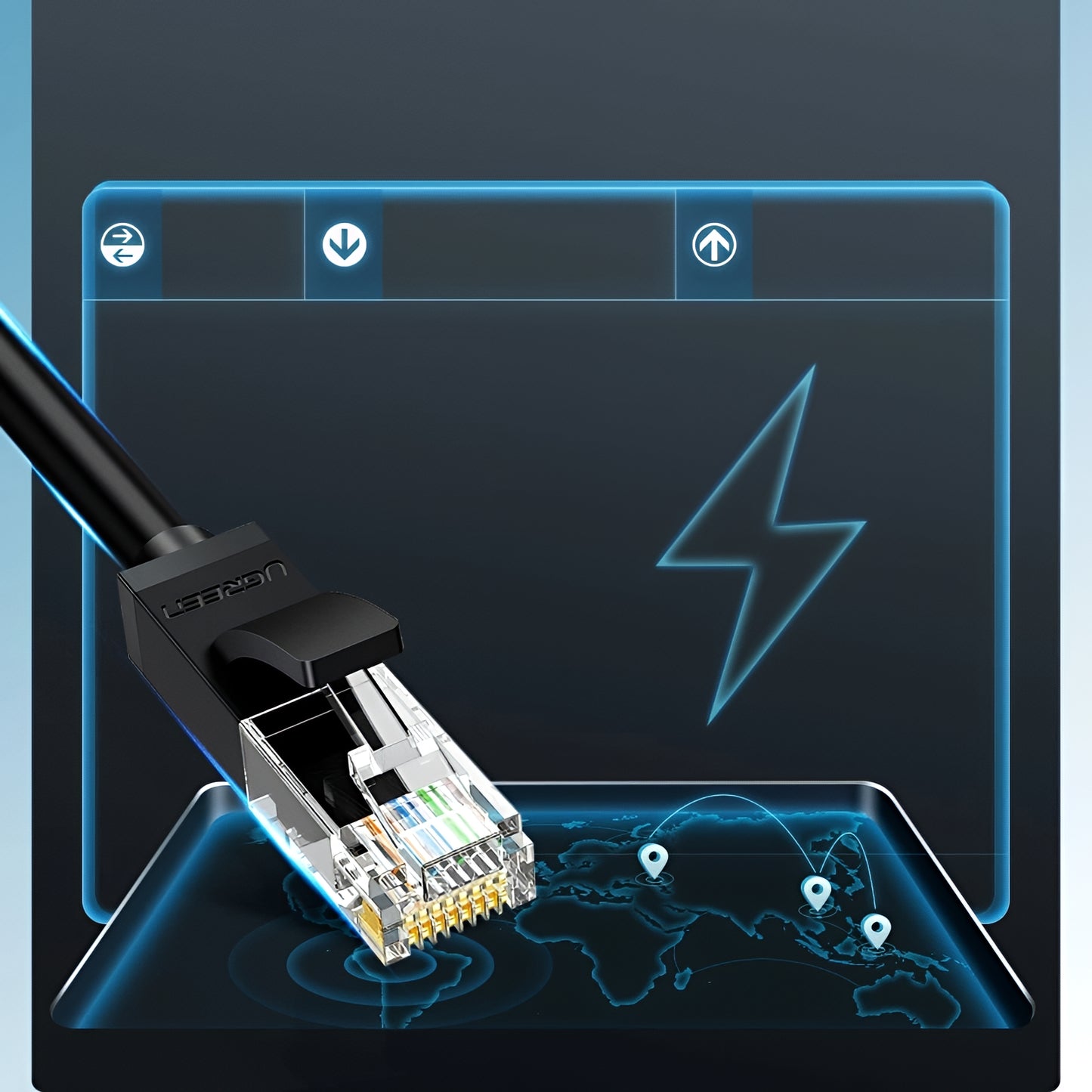 Мрежов кабел UGREEN NW102, UTP, Cat6, 5m, Черен