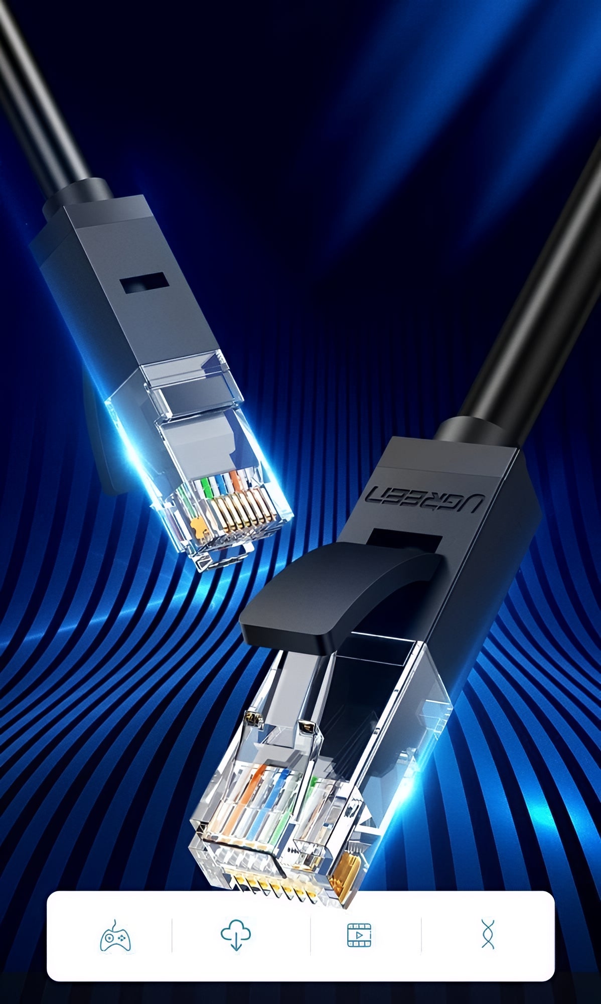 Мрежов кабел UGREEN NW102, UTP, Cat6, 5m, Черен