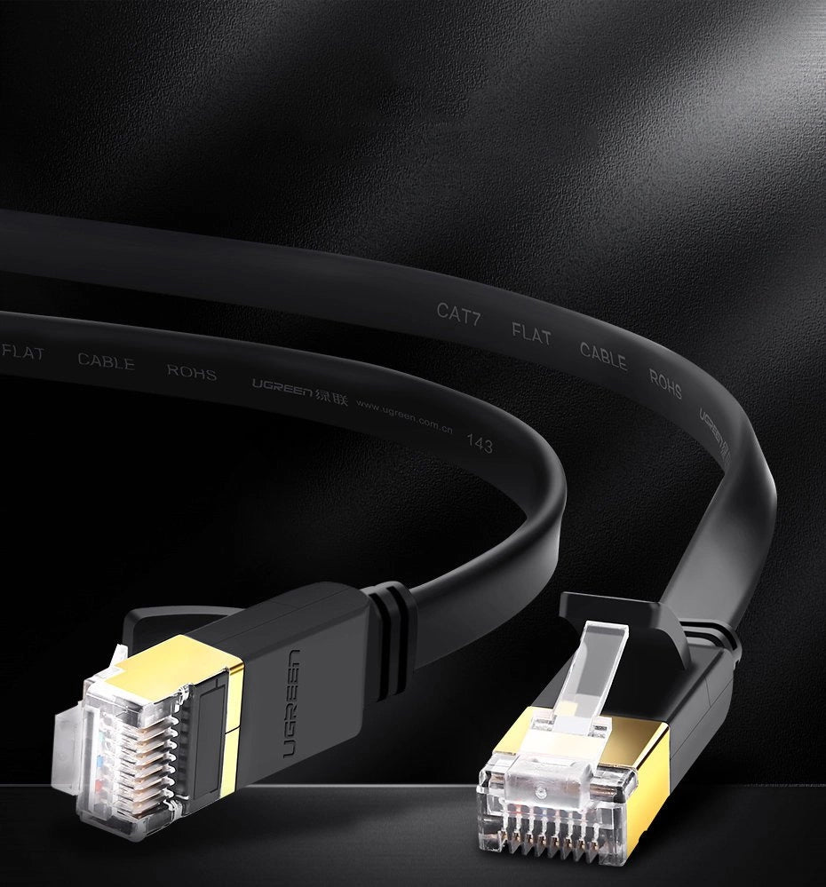Network Cable UGREEN NW106 Flat, UTP, Cat7, 3m, Black