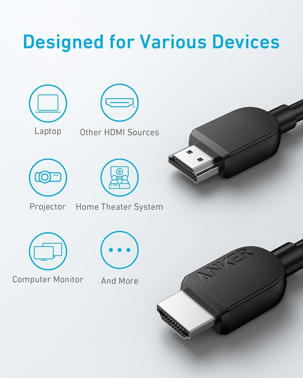 Видео кабел Anker, HDMI - HDMI, 8K, 1.8m, Черен A8742011