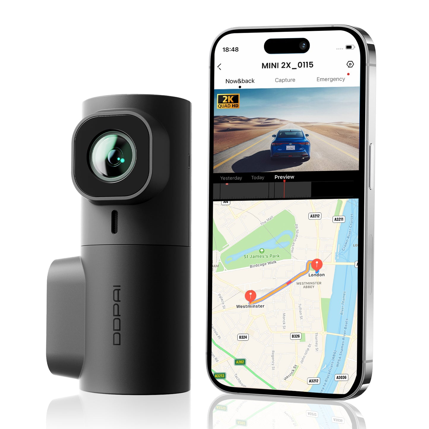 Автомобилна камера DDPAI MINI2X, 2K, Wi-Fi