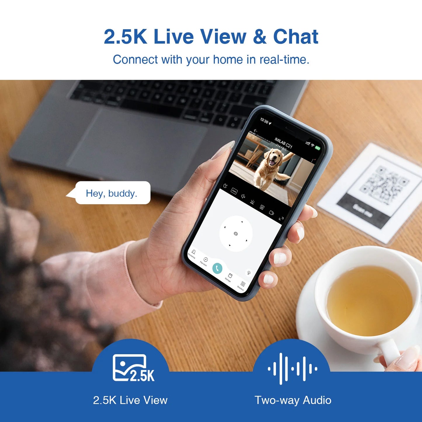 Камера за наблюдение iMILAB C21 MI, Wi-Fi, 2.5K, Вътрешна