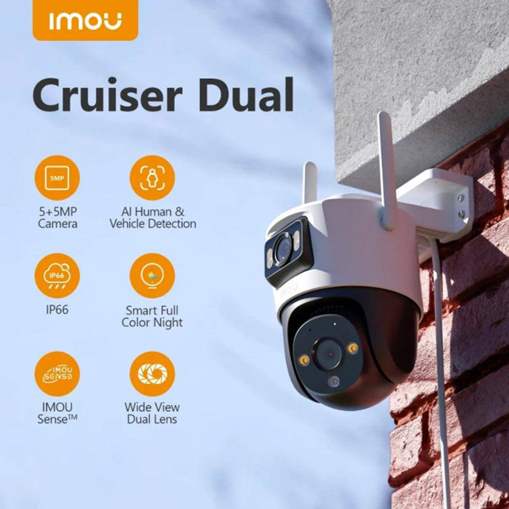 Камера за наблюдение Imou Cruiser Dual, Wi-Fi, 2.8K + 2.8K, IP66, Външна, Бяла IPC-S7XP-10M0WED-0360B