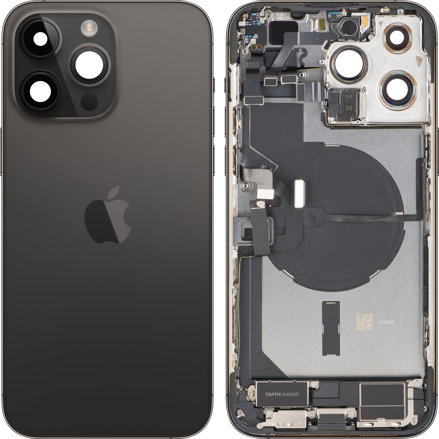 Капак на батерията Apple iPhone 14 Pro Max, със средна корпусна част, пълен комплект, черен (Space Black), Swap