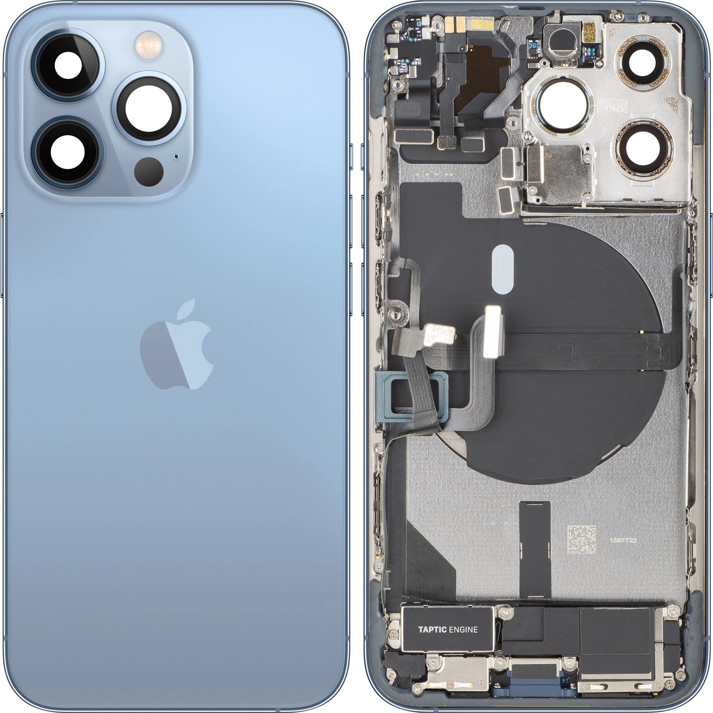Капак на батерията Apple iPhone 13 Pro, със средна корпусна част, пълен комплект, син (Sierra Blue), Swap