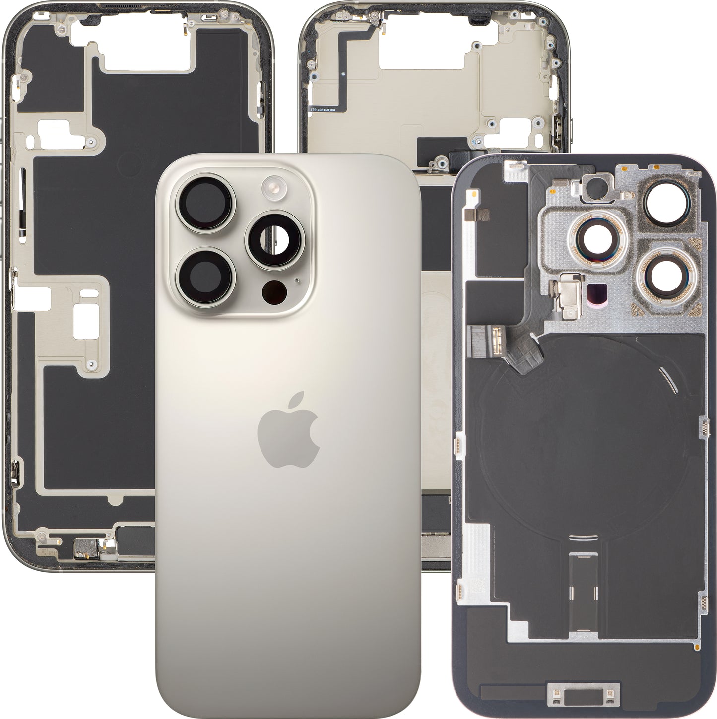 Капак на батерията Apple iPhone 16 Pro, със средна корпусна част, пълен комплект, бежов (Natural Titanium), Swap