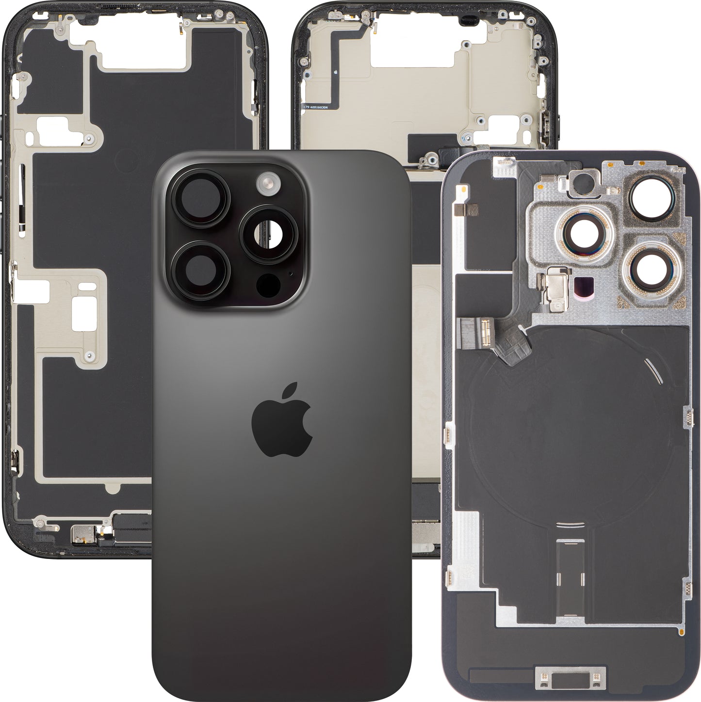 Капак на батерията Apple iPhone 16 Pro, със средна корпусна част, пълен комплект, черен (Black Titanium), Swap