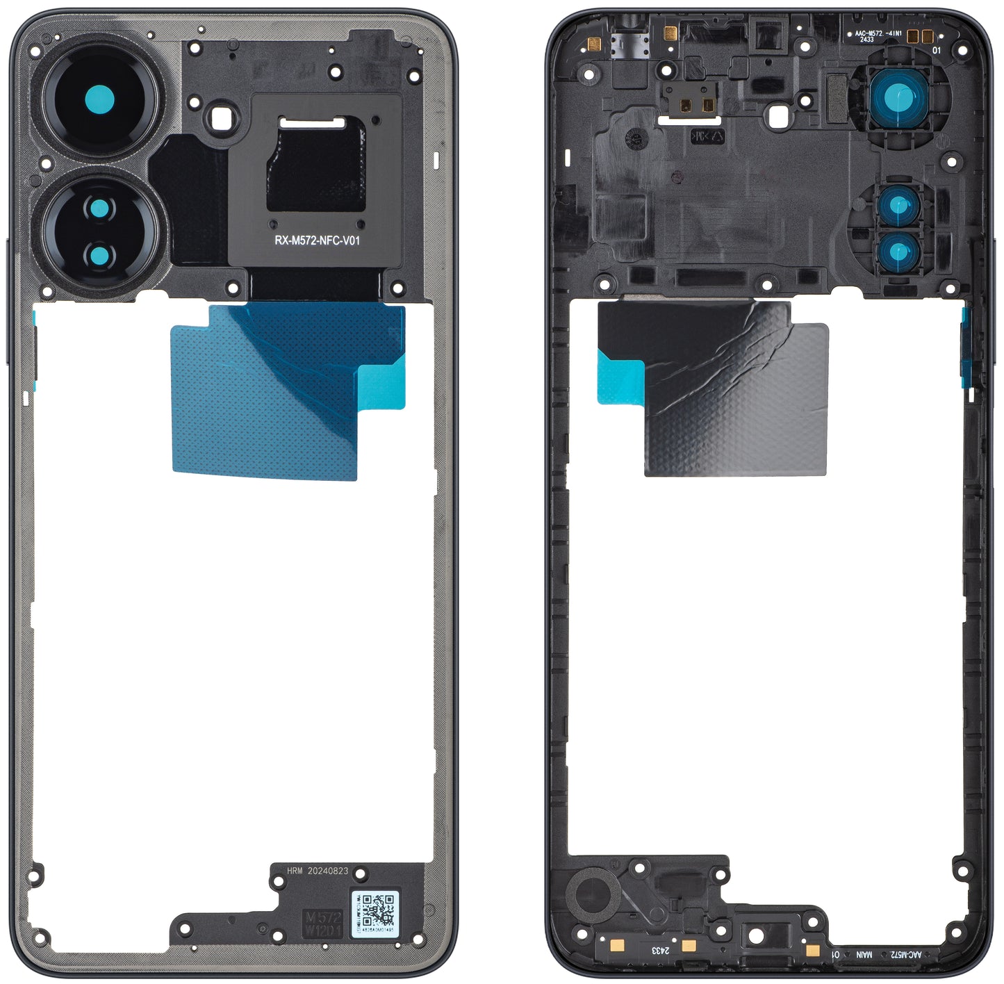 Корпус Среден Xiaomi Redmi 13C NFC / Poco C65, Черен, Service Pack 560001C3UP00