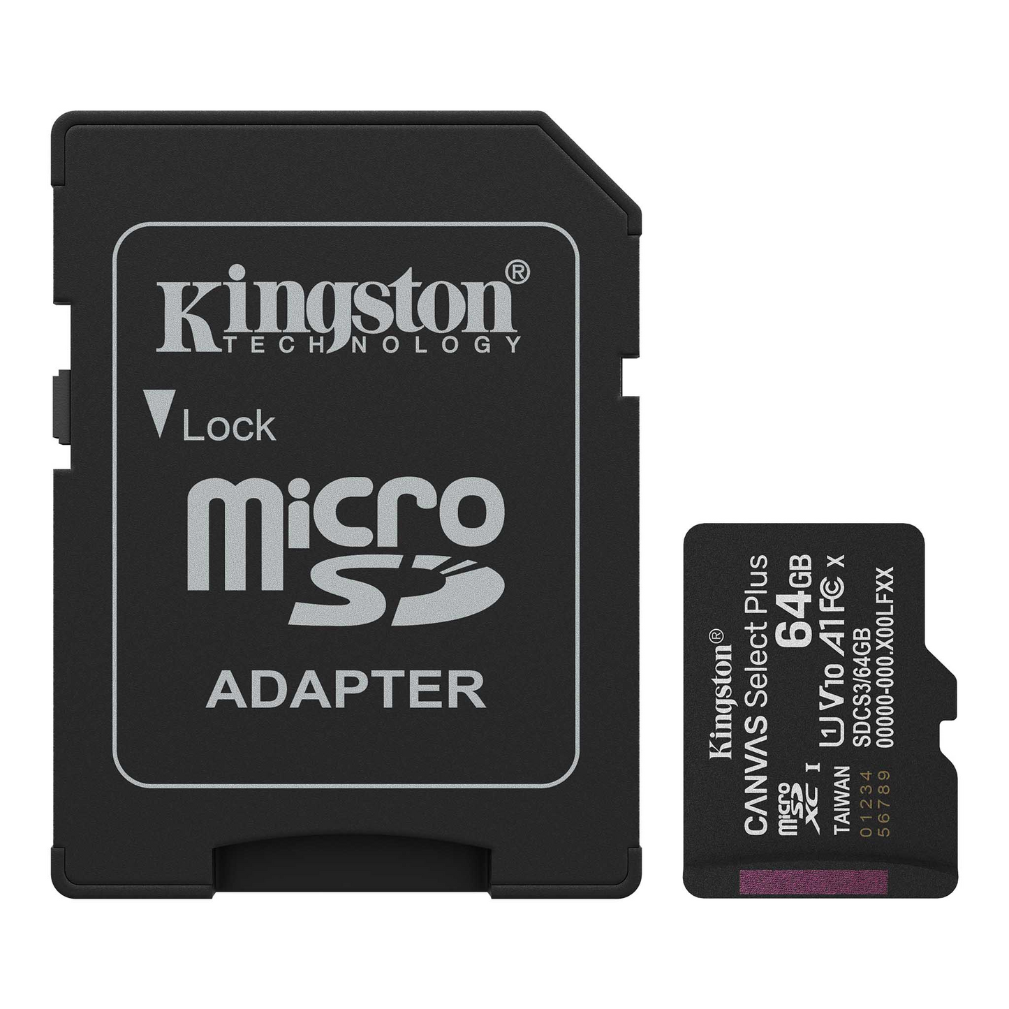 Карта памет microSDXC Kingston Canvas Select Plus Android A1, 64Gb, Клас 10 / UHS-1 U1, С адаптер SDCS3/64GB