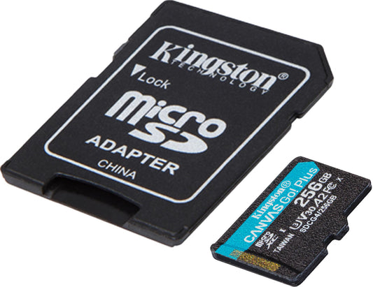 Карта памет microSDXC Kingston Canvas Go Plus Android A2, 256Gb, Клас 10 / UHS-1 U3, С адаптер SDCG4/256GB