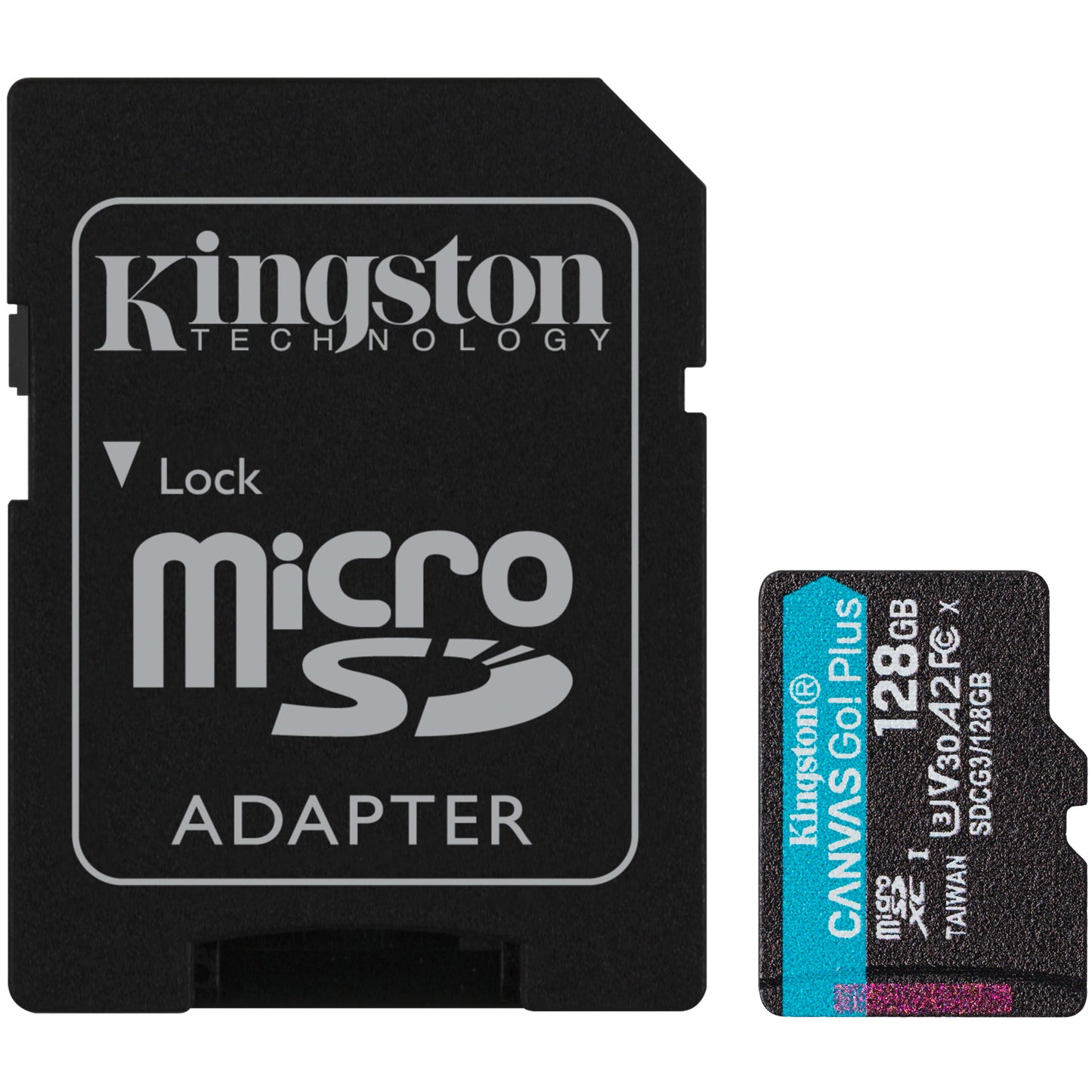 Карта памет microSDXC Kingston Canvas Go Plus Android A2, 128Gb, Клас 10 / UHS-1 U3, с адаптер SDCG3/128GB