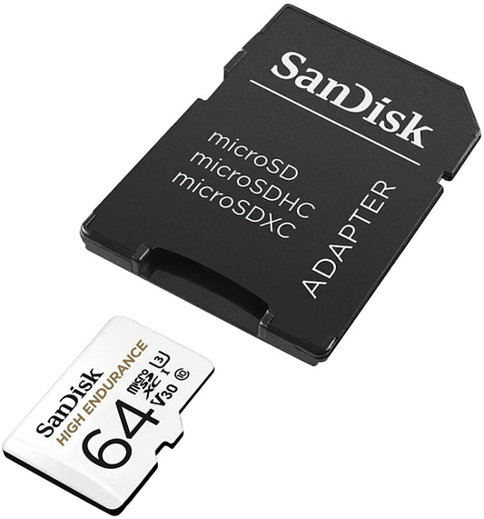 Карта памет microSDXC SanDisk High Endurance, 64Gb, Клас 10 / UHS-1 U3, С адаптер SDSQQNR-064G-GN6IA