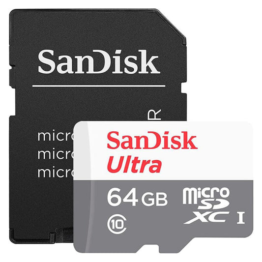 Карта памет microSDXC SanDisk Ultra, 64Gb, Клас 10, С адаптер SDSQUNR-064G-GN6TA