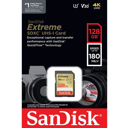 Карта памет SDXC SanDisk Extreme, 128Gb, Клас 10 / UHS-1 U3 SDSDXVA-128G-GNCIN