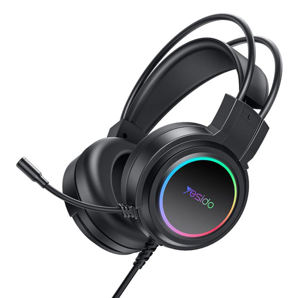 Геймърски слушалки USB Yesido EK05, RGB, 1.2m, Черни