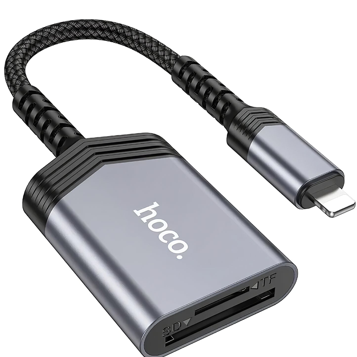 Четец за карти Lightning HOCO UA25, SD - microSD, Сив