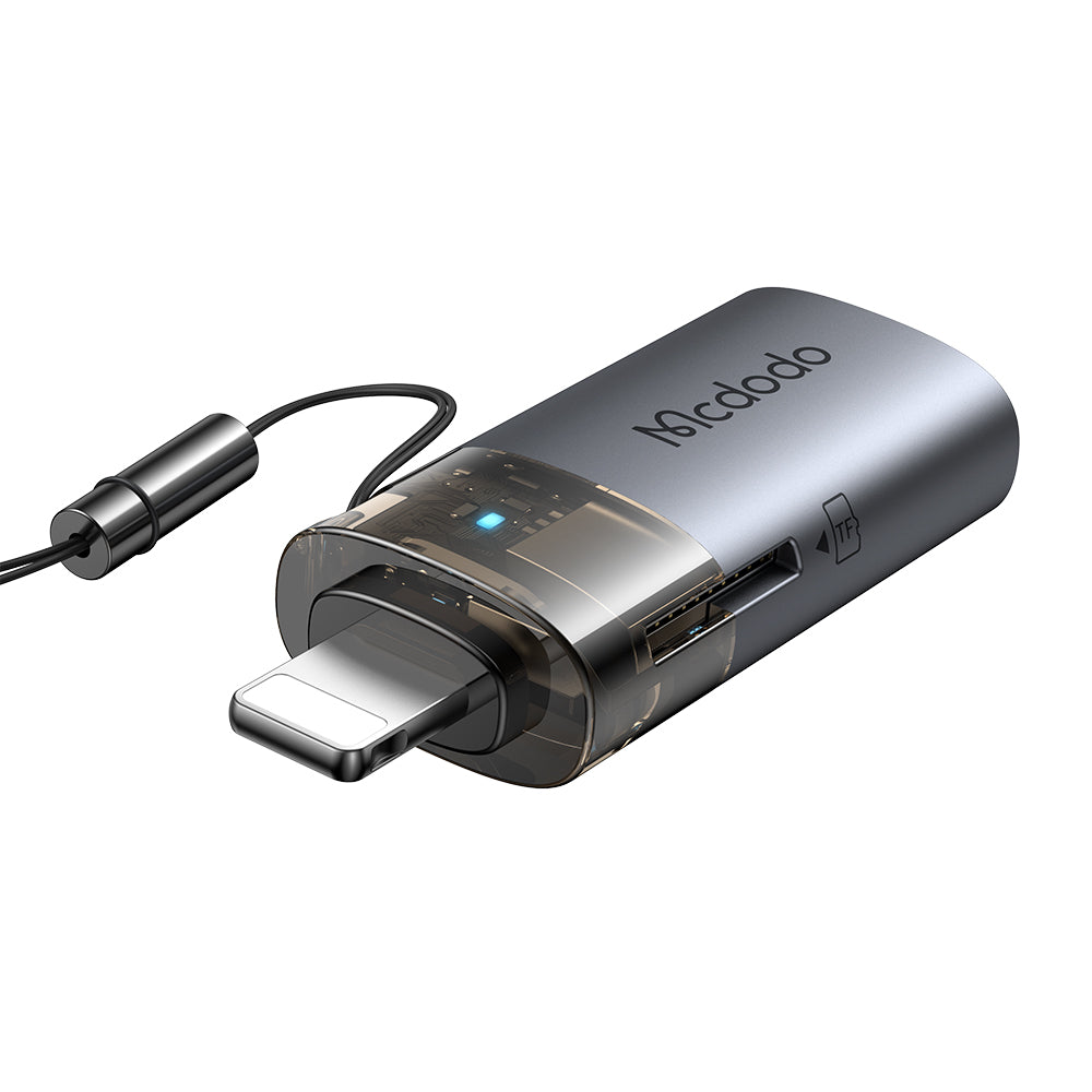 Четец за карти Lightning McDodo OT-7850, USB-A (OTG) - microSD, Черен
