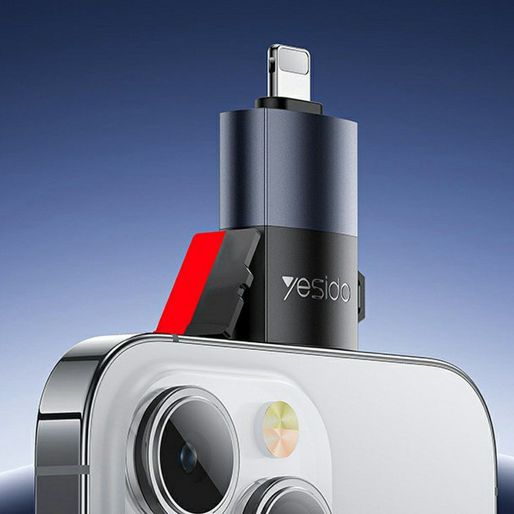 Четец за карти Lightning Yesido GS38, microSD, Сив, Реупакован