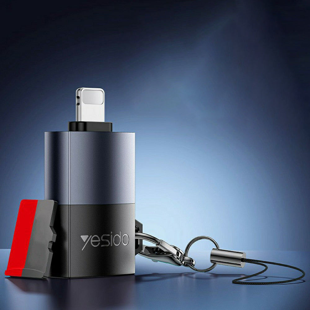 Четец за карти Lightning Yesido GS38, microSD, Сив, Реупакован