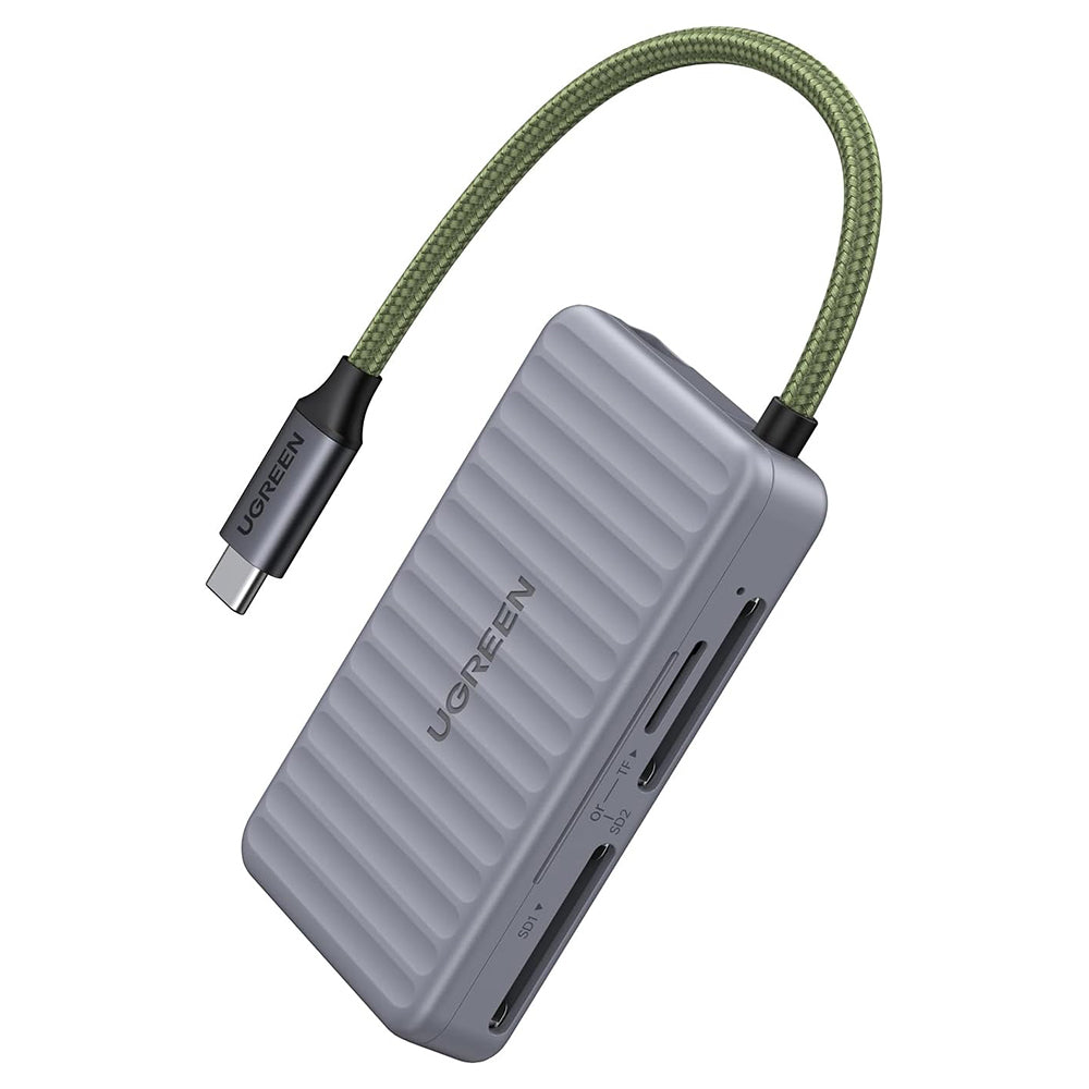 Четец за карти USB-C с органайзер UGREEN 55886, 2 x SD - microSD, Сив