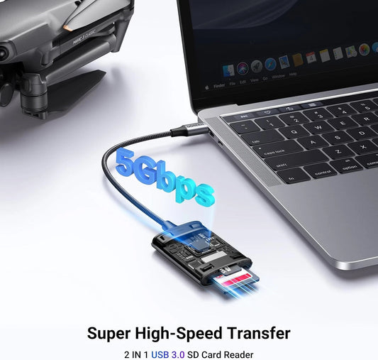 Четец за карти USB-C UGREEN CM401, SD - microSD, Сив