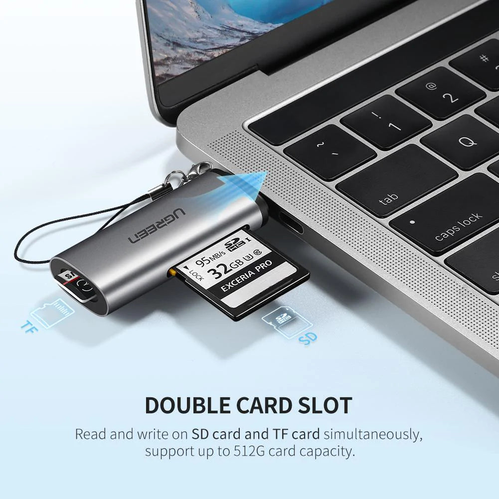 Четец за карти USB-C UGREEN CM184, SD - microSD, Сив
