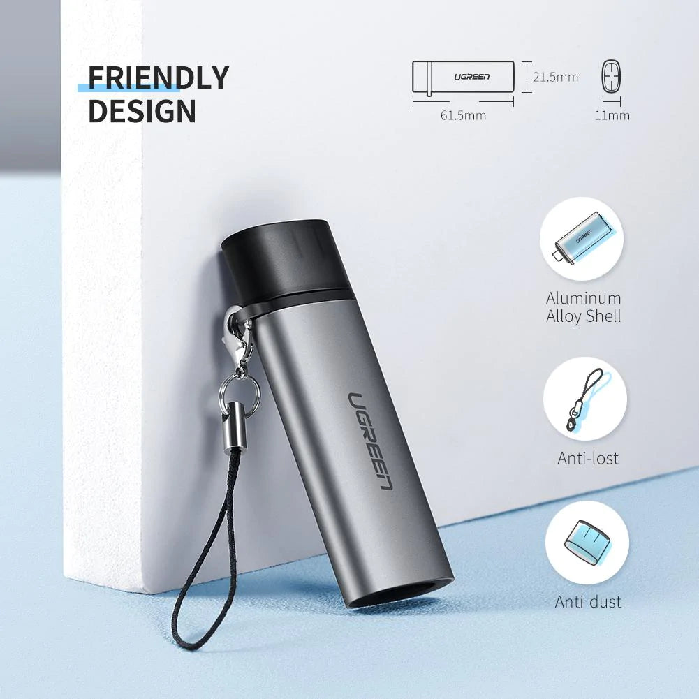 Четец за карти USB-C UGREEN CM184, SD - microSD, Сив