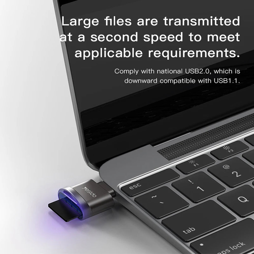 Четец за карти USB-C Yesido GS19, microSD, Сив