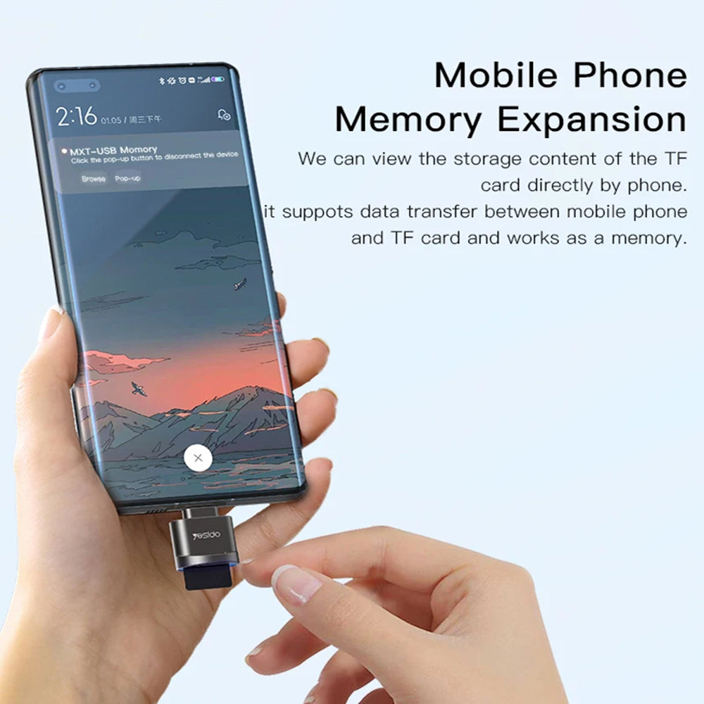 Четец за карти USB-C Yesido GS19, microSD, Сив