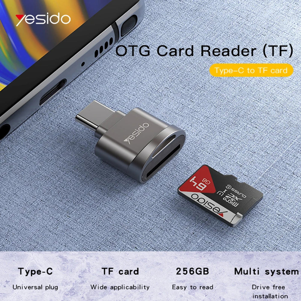 Четец за карти USB-C Yesido GS19, microSD, Сив