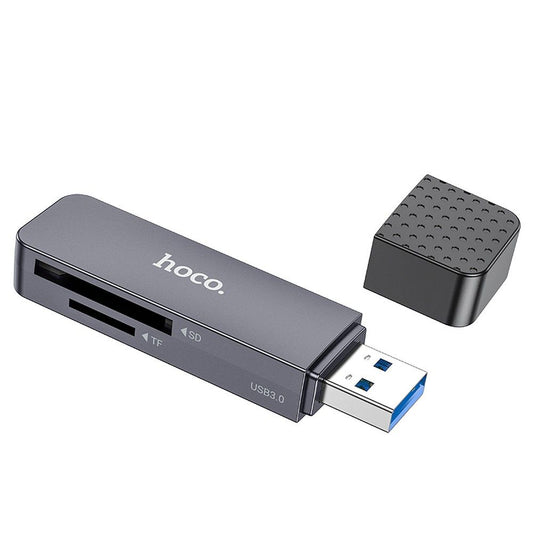 Четец за карти USB HOCO HB45, SD - microSD, Сив