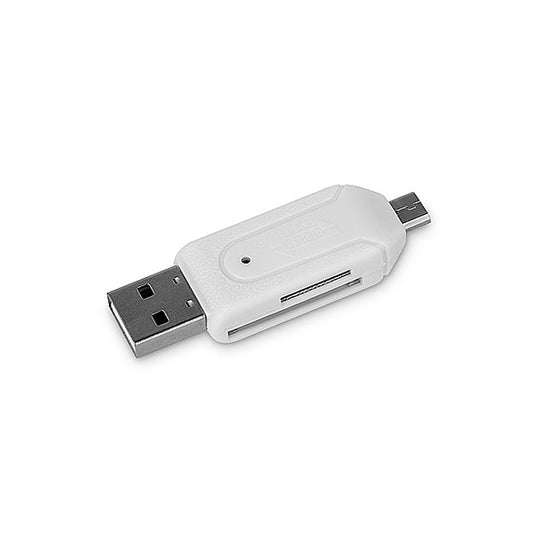 Четец за карти USB / microUSB Forever, SD - microSD, бял