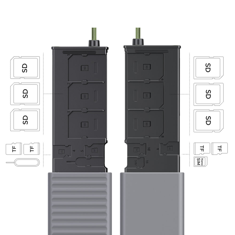 Четец за карти USB / USB-C с органайзер UGREEN CM856 (55899), 2 x SD - microSD, Сив