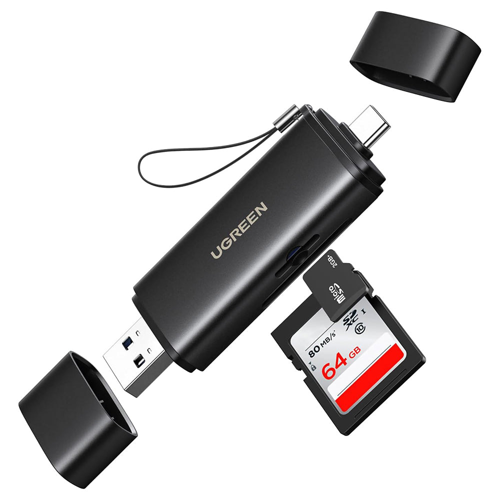 Четец за карти USB / USB-C UGREEN CM803 (65024), SD - microSD, Черен