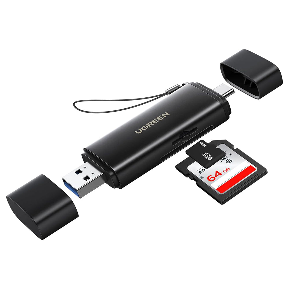Четец за карти USB / USB-C UGREEN CM803 (65024), SD - microSD, Черен