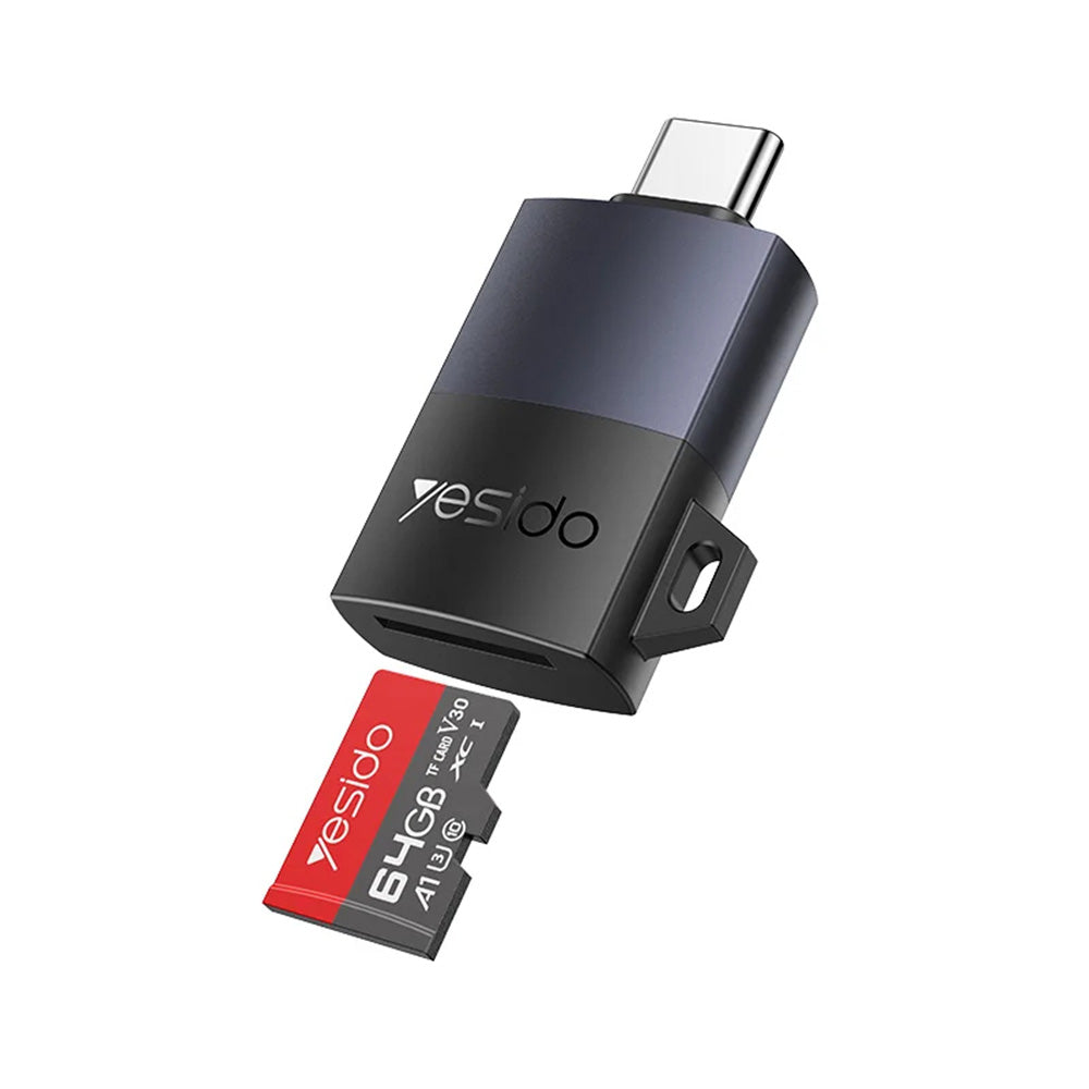 Четец за карти USB-C Yesido GS37, microSD, Черен