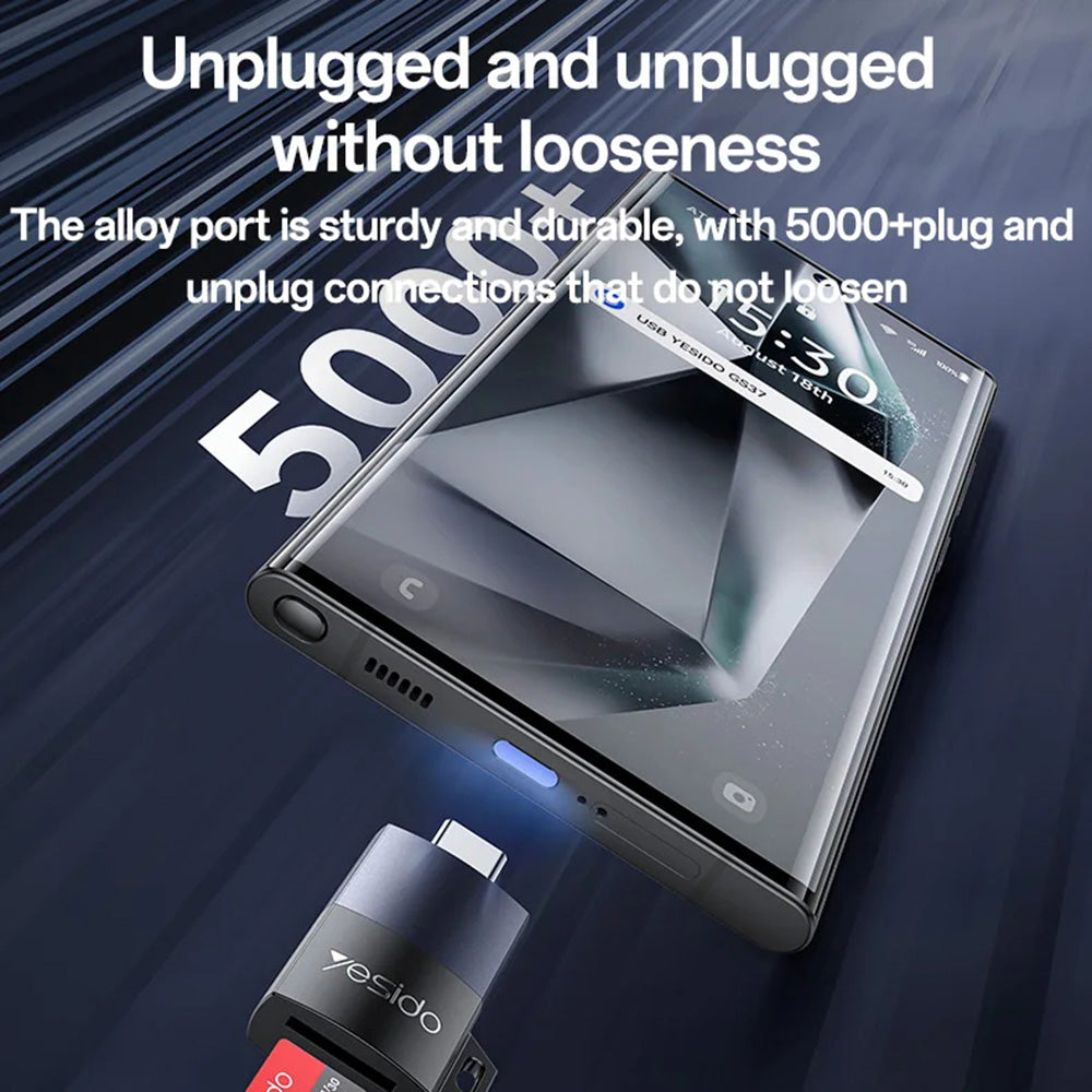 Четец за карти USB-C Yesido GS37, microSD, Черен