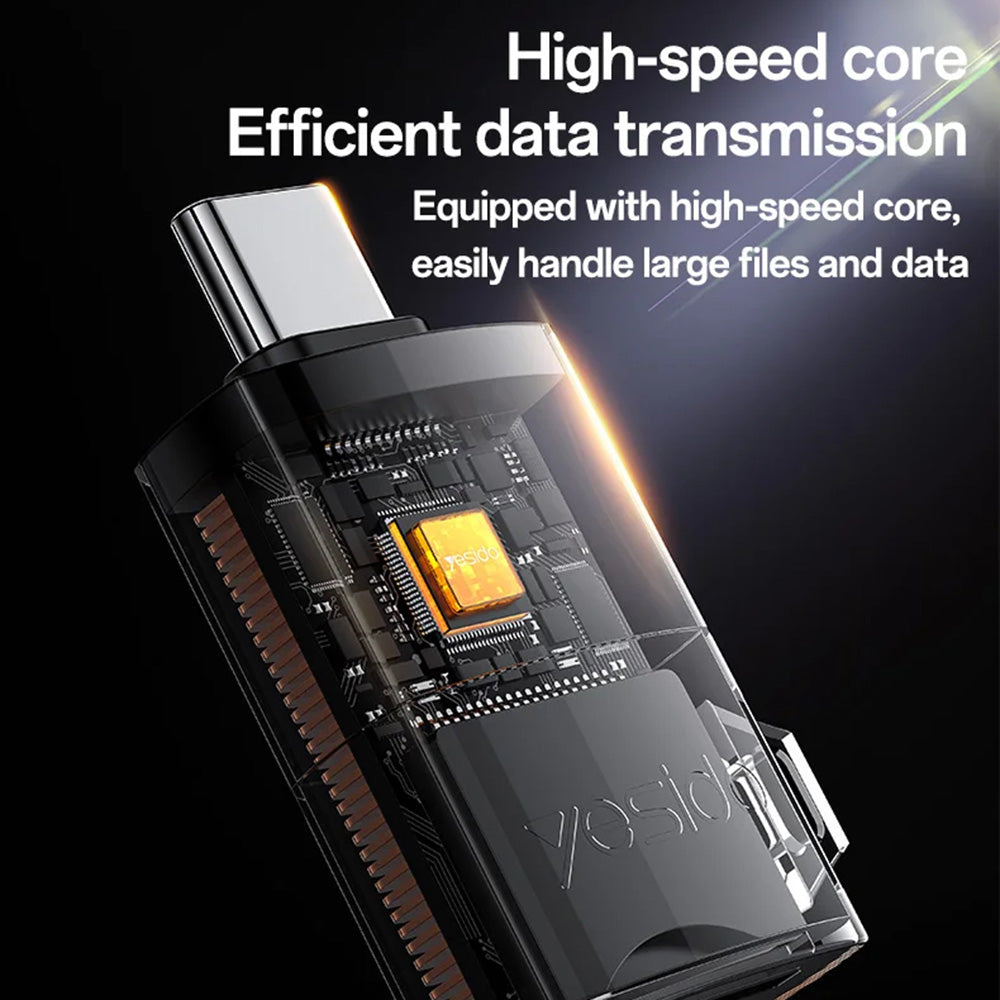 Четец за карти USB-C Yesido GS37, microSD, Черен