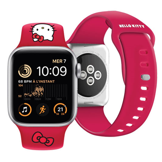 Каишка Hello Kitty Silicone Kitty Head за Apple Watch 42mm / 41mm / 40mm / 38mm Series, Розова