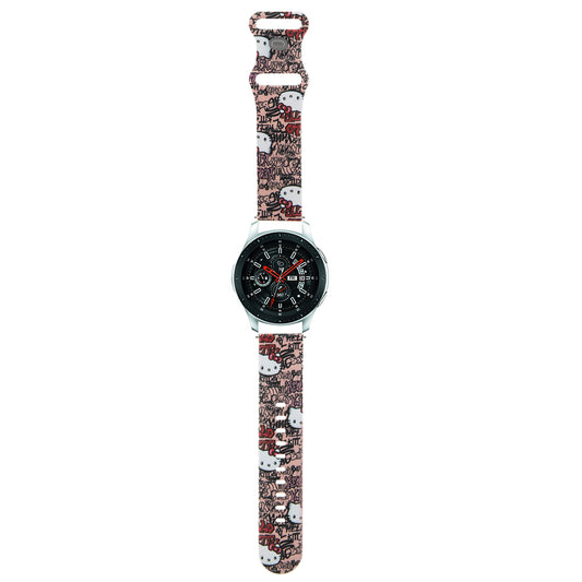 Каишка Hello Kitty Silicone Tags Graffiti за Samsung Galaxy Watch / Huawei Watch 46mm / 45mm / 41mm Series, Розова