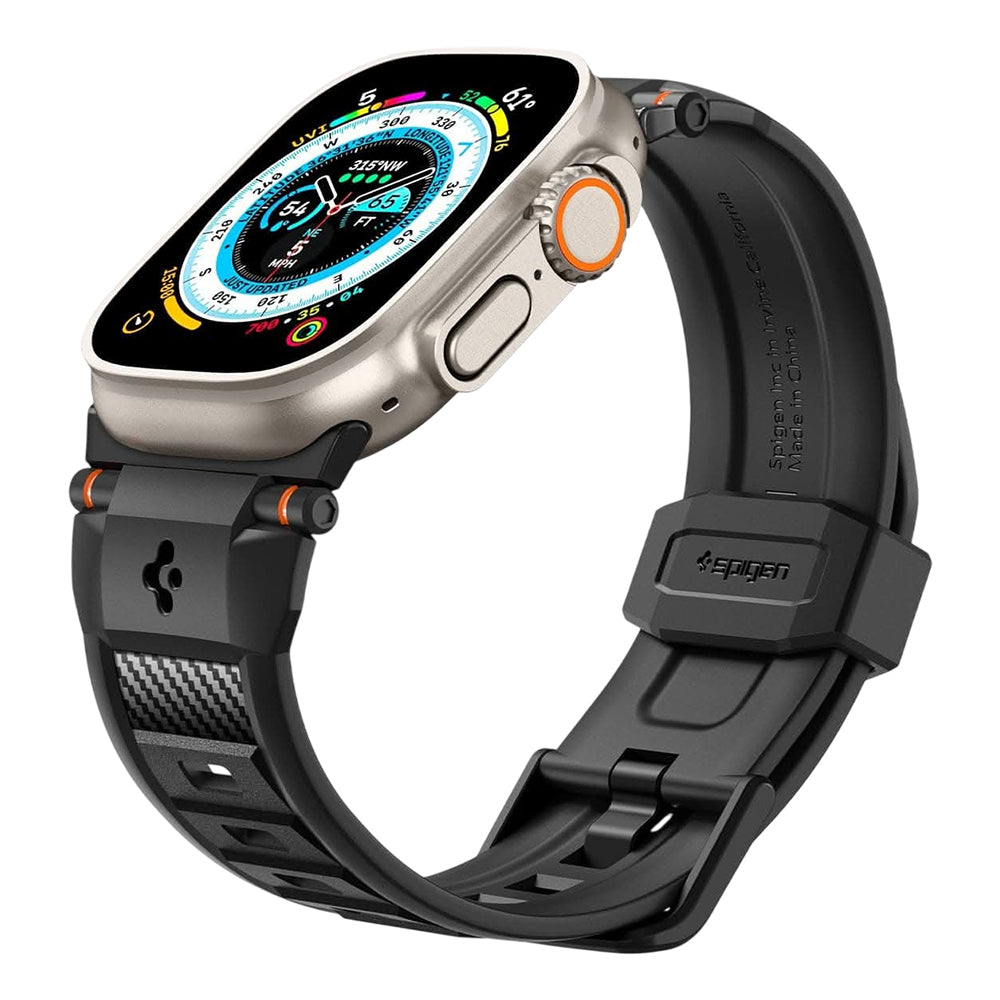 Каишка Spigen Rugged за Apple Watch 49mm / 46mm / 45mm / 44mm Series, черна AMP07105