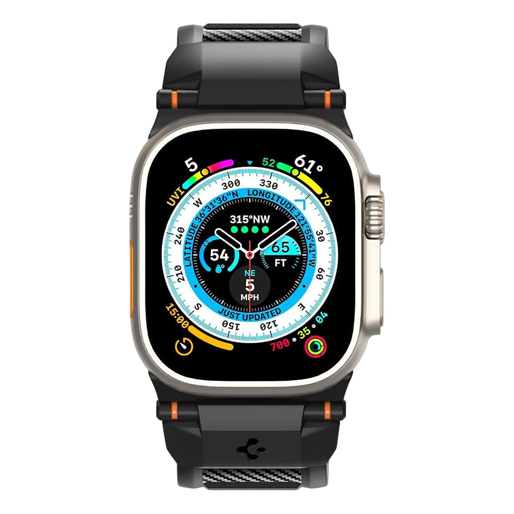 Каишка Spigen Rugged за Apple Watch 49mm / 46mm / 45mm / 44mm Series, черна AMP07105
