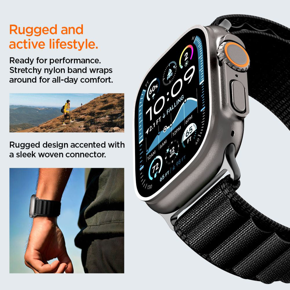 Каишка Spigen WBF1 за Apple Watch 49mm / 46mm / 45mm / 44mm Series, Черна AMP10144
