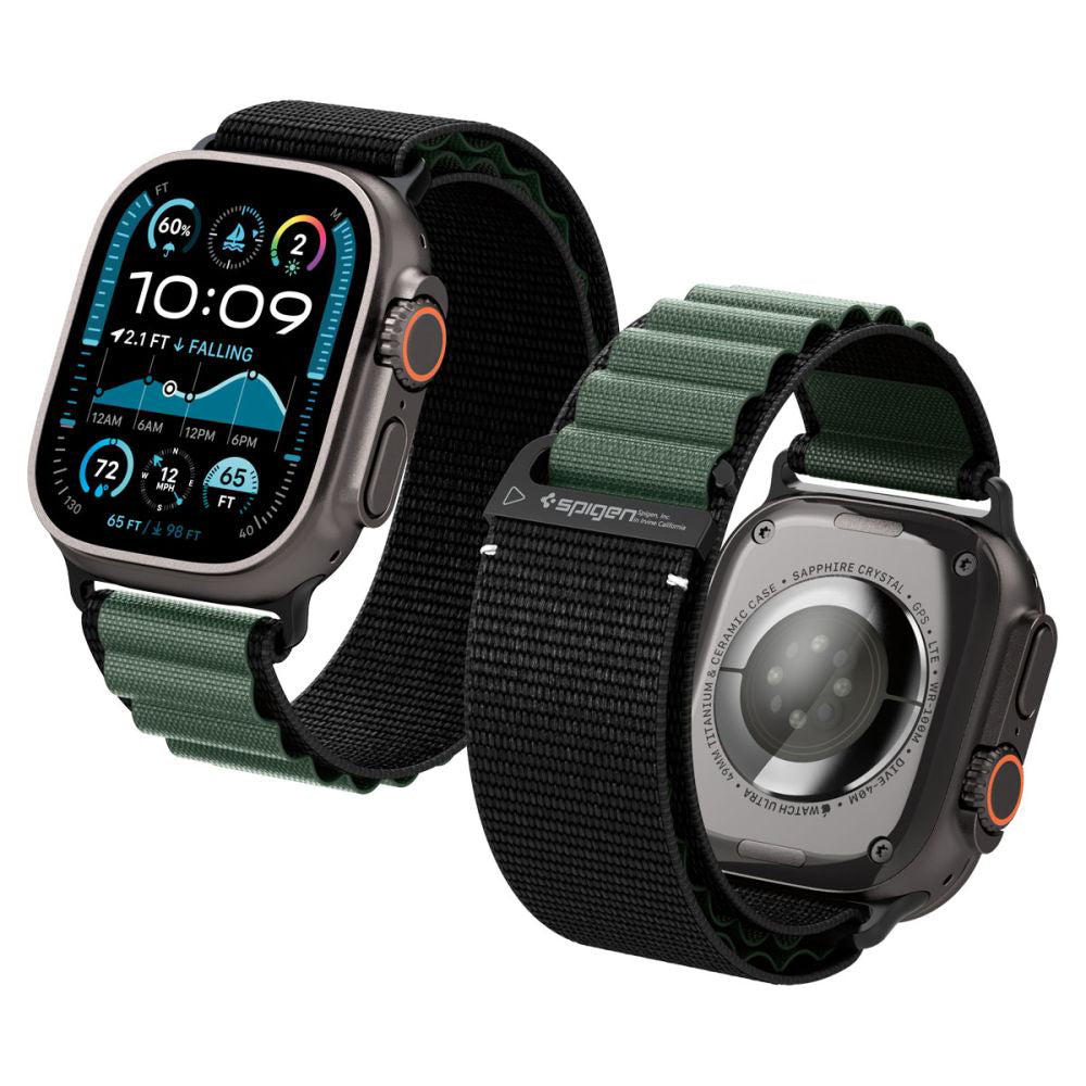 Каишка Spigen WBF1 за Apple Watch 49mm / 46mm / 45mm / 44mm Series, Черно Зелена AMP10223