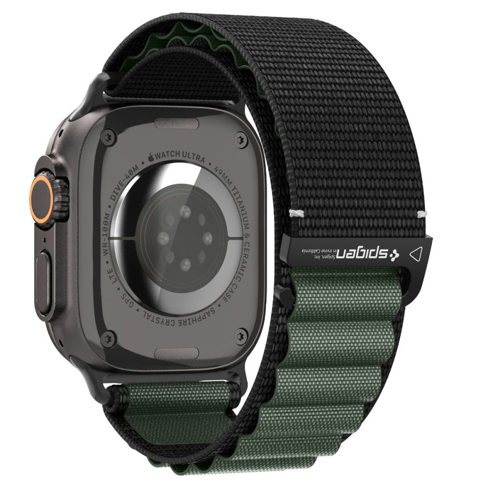 Каишка Spigen WBF1 за Apple Watch 49mm / 46mm / 45mm / 44mm Series, Черно Зелена AMP10223