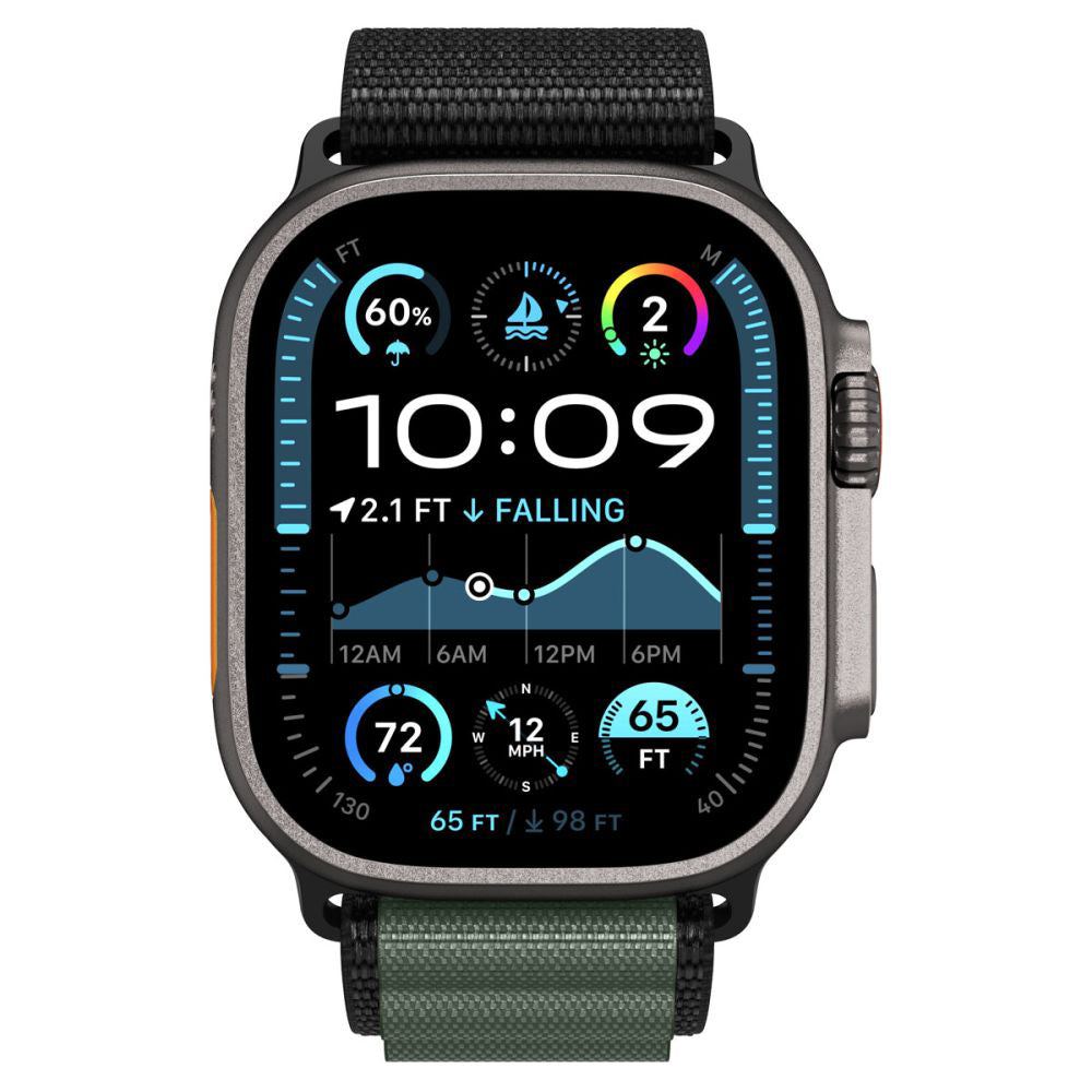 Каишка Spigen WBF1 за Apple Watch 49mm / 46mm / 45mm / 44mm Series, Черно Зелена AMP10223